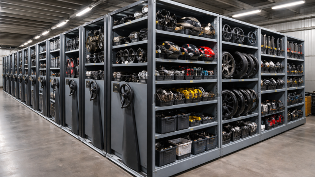 Mobilne regały na części zamienne motocyklowe