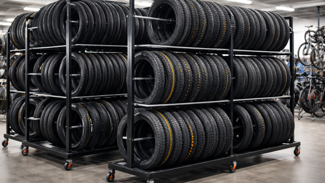 Regały na opony rowerowe MTB na kółkach