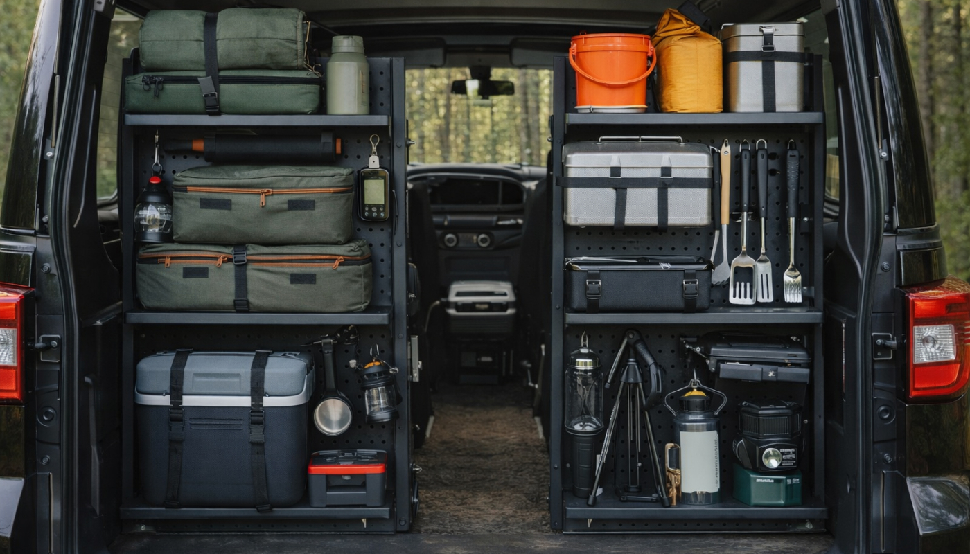 Regały na akcesoria kempingowe samochodowe